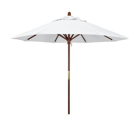 California Umbrella California Umbrella MARE908-F04 9 ft. Wood Market Umbrella Pulley Open Marenti Wood-Olefin-White MARE908-F04